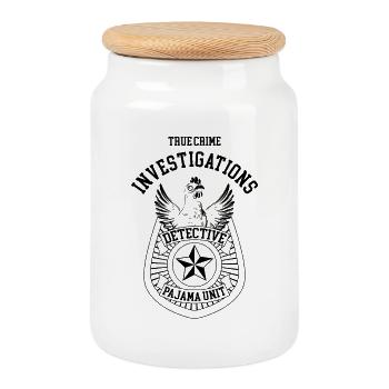 Chicken True Crime Detective Brand Gift Funny - Cookie Jar with Wooden Lid - white - Front