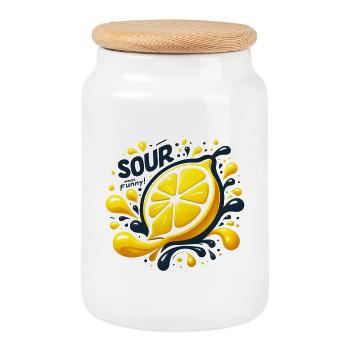 Zitrone Spritz-Splash - Keksdose mit Holzdeckel - Weiß - Vorne
