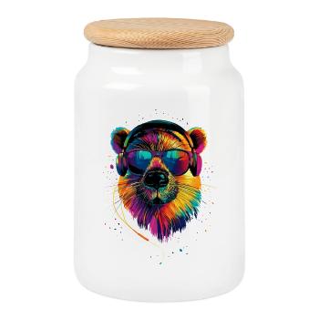 Biber Motiv Biberflüsterer Nagetiere Süßer Biber - Keksdose mit Holzdeckel - Weiß - Vorne