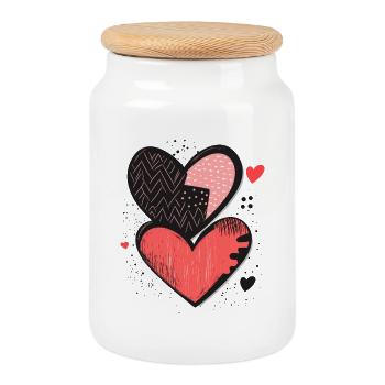 Saint-Valentin Amour Coeurs Coeur Motif Cadeau - Boîte à biscuits avec couvercle en bois - blanc - Devant