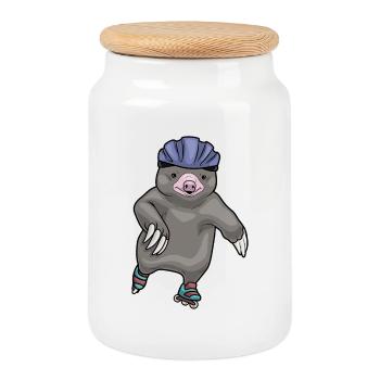 Patins en ligne Mole - Boîte à biscuits avec couvercle en bois - blanc - Devant