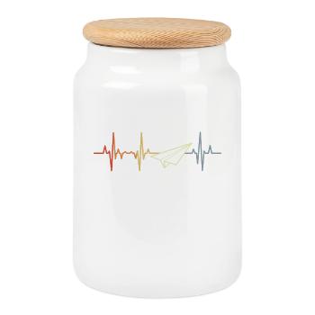 Paper airplane heart rate - Cookie Jar with Wooden Lid - white - Front