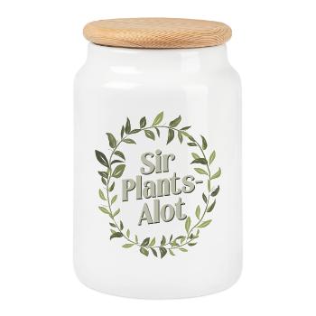 Jardiniers Hommes, Papas Plantes Vertes - Sir Plants-Alot - Boîte à biscuits avec couvercle en bois - blanc - Devant