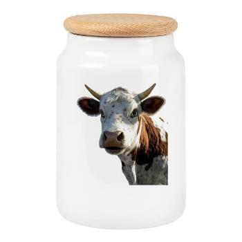 vache fermier boeuf lait veau végétalien vache vache de ferme vaches - Boîte à biscuits avec couvercle en bois - blanc - Devant