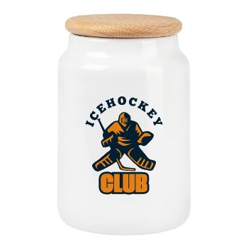 Eishockey Club Logo Print - Cookie Jar with Wooden Lid - white - Front