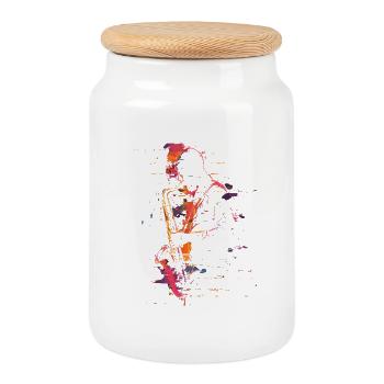 Saxophonist Synthwave - Cookie Jar with Wooden Lid - white - Front