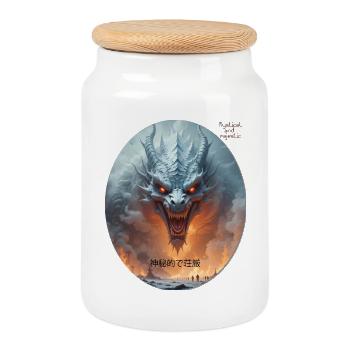 majestätischer mythischer Drache WING OF FIRES LEGEND - Keksdose mit Holzdeckel - Weiß - Vorne