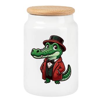 Krokodil Russian auf Russisch Russen Krokodile - Keksdose mit Holzdeckel - Weiß - Vorne
