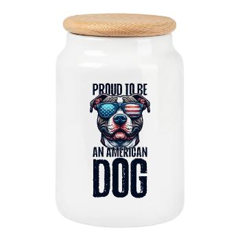 Pitbull Maman Patriotique Drôle 4 Juillet - Boîte à biscuits avec couvercle en bois - blanc - Devant