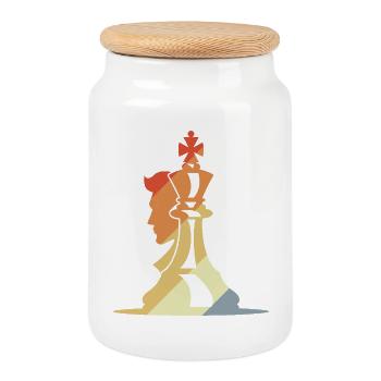 Chess Player Sketch Retro - Cookie Jar with Wooden Lid - white - Front