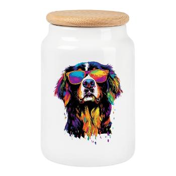Bouvier bernois Chiens mignons Bouvier suisse - Boîte à biscuits avec couvercle en bois - blanc - Devant