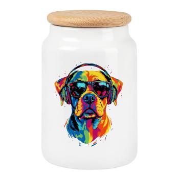 Boxer allemand Chien Boxer Club allemand Boxer Club allemand - Boîte à biscuits avec couvercle en bois - blanc - Devant