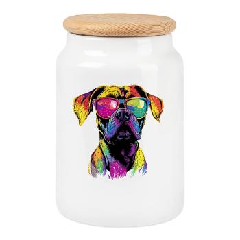 Boxer allemand Chien Boxer Club allemand Boxer Club allemand - Boîte à biscuits avec couvercle en bois - blanc - Devant