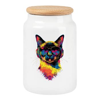 Siamkatze Siam Katze Siamese Cat Siamesen Katzen - Keksdose mit Holzdeckel - Weiß - Vorne