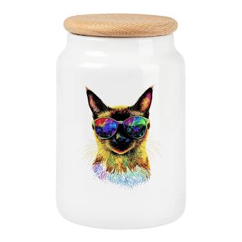 Siamkatze Siam Katze Siamese Cat Siamesen Katzen - Keksdose mit Holzdeckel - Weiß - Vorne