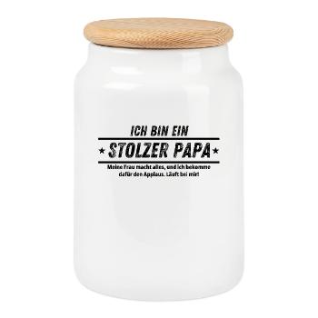 EIN STOLZER PAPA Lustiger Fauler PAPA SPRUCH - Keksdose mit Holzdeckel - Weiß - Vorne