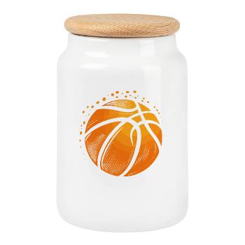 Graphique de ballon de basket-ball - Boîte à biscuits avec couvercle en bois - blanc - Devant