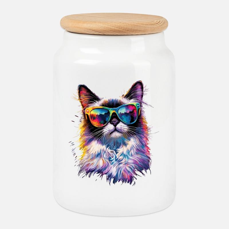 Ragdoll Katze Ragdollkatze Cat Süße Ragdoll Katzen - Keksdose mit Holzdeckel - Weiß