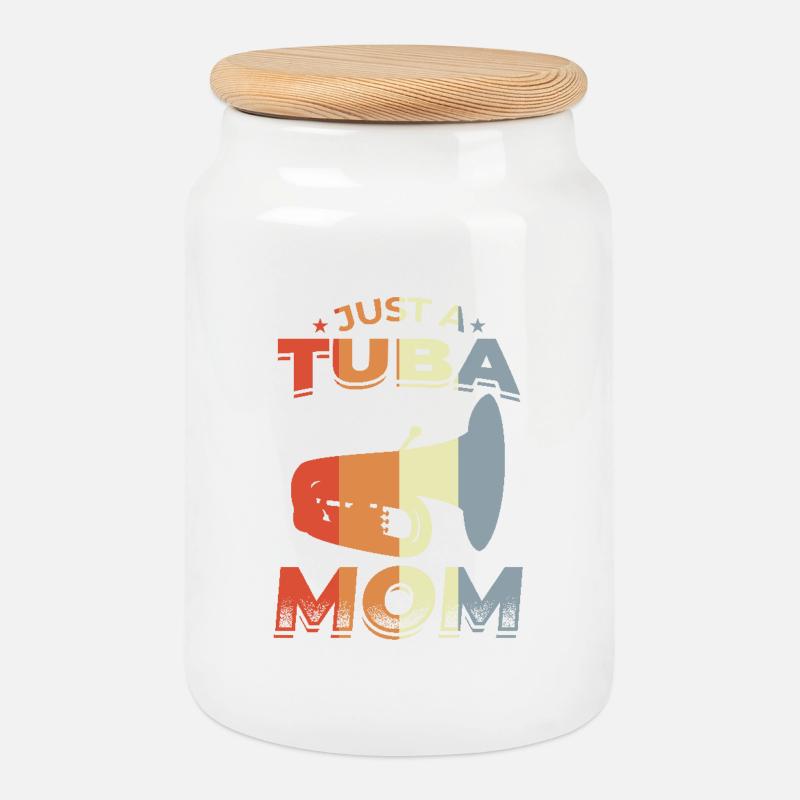 Tuba Mutter - Keksdose mit Holzdeckel - Weiß
