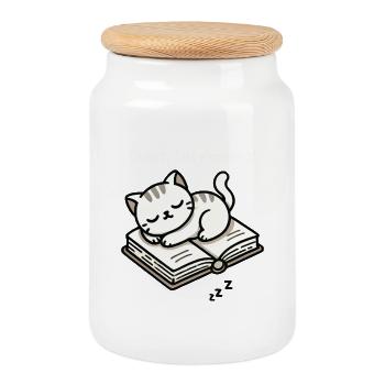 Stille Momente mit Büchern - Keksdose mit Holzdeckel - Weiß - Vorne