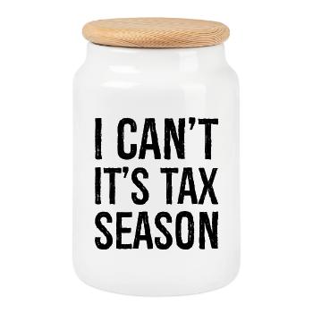 Je ne peux pas C’est la saison des impôts - Boîte à biscuits avec couvercle en bois - blanc - Devant