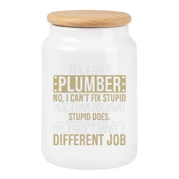 je suis plombier non je ne peux pas réparer stupide je peux réparer - Boîte à biscuits avec couvercle en bois - blanc - Devant