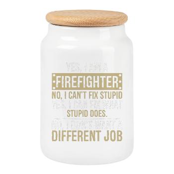 je suis pompier non je ne peux pas réparer stupide - Boîte à biscuits avec couvercle en bois - blanc - Devant