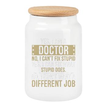 je suis médecin non je ne peux pas réparer stupide - Boîte à biscuits avec couvercle en bois - blanc - Devant