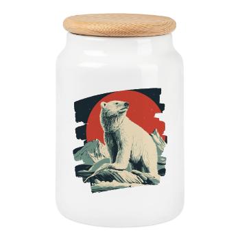 Icy Bear - Cookie Jar with Wooden Lid - white - Front