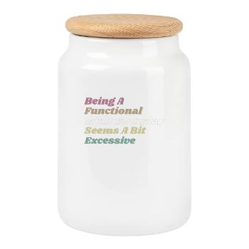 Functional Adult Every Day Seems a Bit Excessive - Cookie Jar with Wooden Lid - white - Front