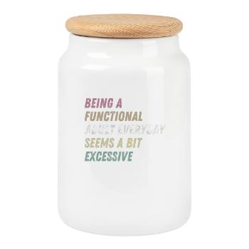 Functional Adult Every Day Seems a Bit Excessive - Cookie Jar with Wooden Lid - white - Front