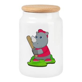 Rhino Baseball Batte de Baseball - Boîte à biscuits avec couvercle en bois - blanc - Devant