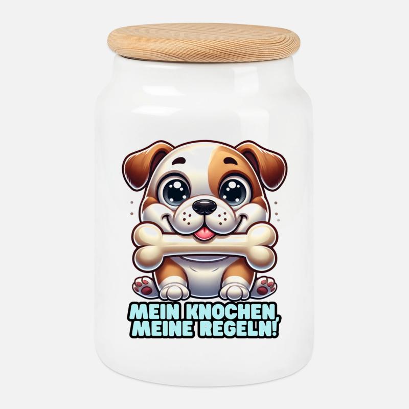 Knochen 2 - Keksdose mit Holzdeckel - Weiß