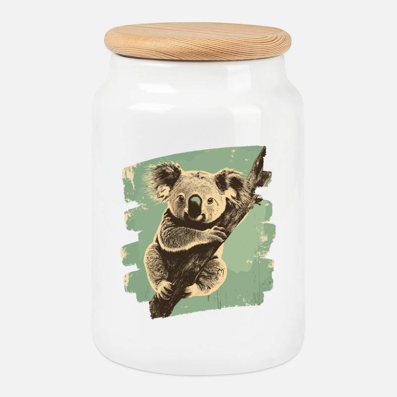 Koala - Keksdose mit Holzdeckel - Weiß