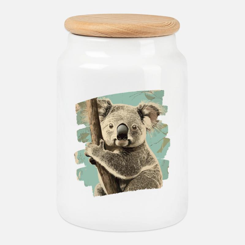 Koala Bär - Keksdose mit Holzdeckel - Weiß