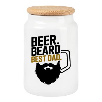 Best Dad Ever Father's Day Shirt - Cookie Jar with Wooden Lid - white - Front
