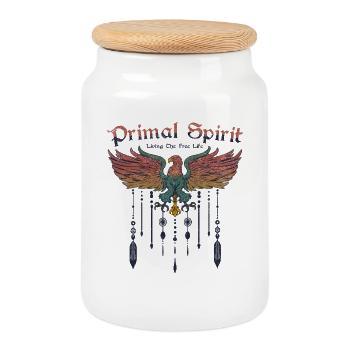 Primal Spirit Boho Eagle Bird Bohemian Freedom - Cookie Jar with Wooden Lid - white - Front