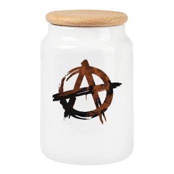 Grunge Anarchy Symbol - Rebel Style - Cookie Jar with Wooden Lid - white - Front