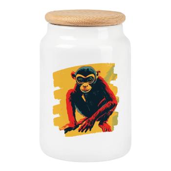 Atèle - Boîte à biscuits avec couvercle en bois - blanc - Devant