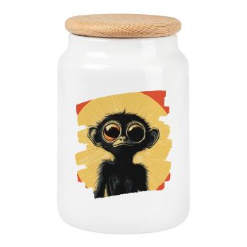 Singe araignée rétro - Boîte à biscuits avec couvercle en bois - blanc - Devant