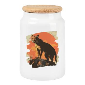 Lion from mountain Retro - Keksdose mit Holzdeckel - Weiß - Vorne
