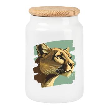 Lion from mountain Retro - Keksdose mit Holzdeckel - Weiß - Vorne