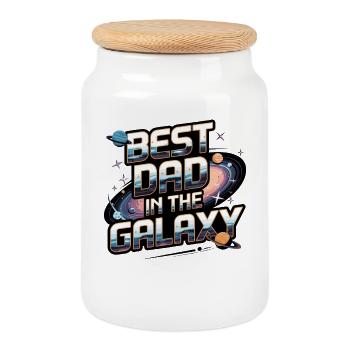 Best Dad in the Galaxy | Father's Day Gift - Cookie Jar with Wooden Lid - white - Front