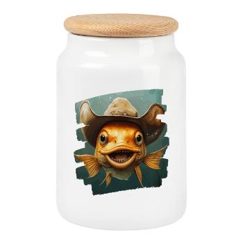 Texas Fishing Retro - Boîte à biscuits avec couvercle en bois - blanc - Devant