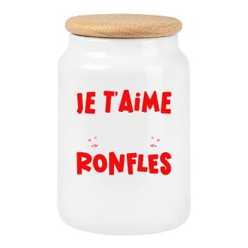Saint Valentin 2026 Homme Femme Couple Ronfle - Boîte à biscuits avec couvercle en bois - blanc - Devant