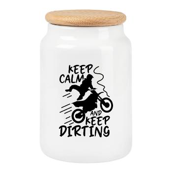Funny motocross joke - Cookie Jar with Wooden Lid - white - Front
