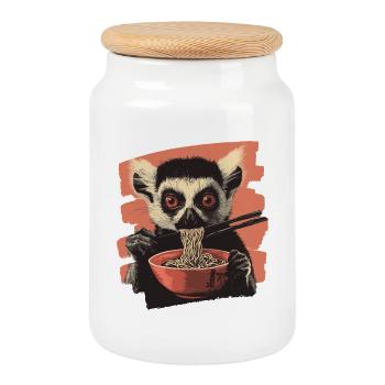 Lemur Ramen - Cookie Jar with Wooden Lid - white - Front