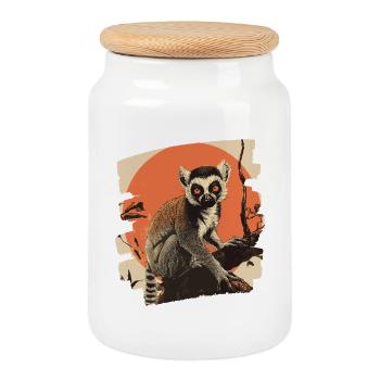Lemur - Keksdose mit Holzdeckel - Weiß - Vorne