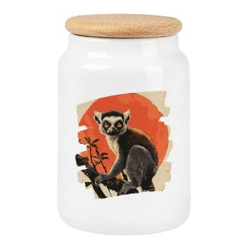 Lemur - Keksdose mit Holzdeckel - Weiß - Vorne