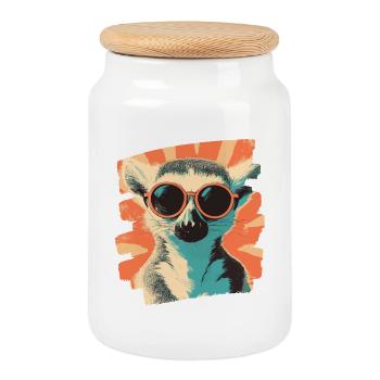 Lemur - Keksdose mit Holzdeckel - Weiß - Vorne
